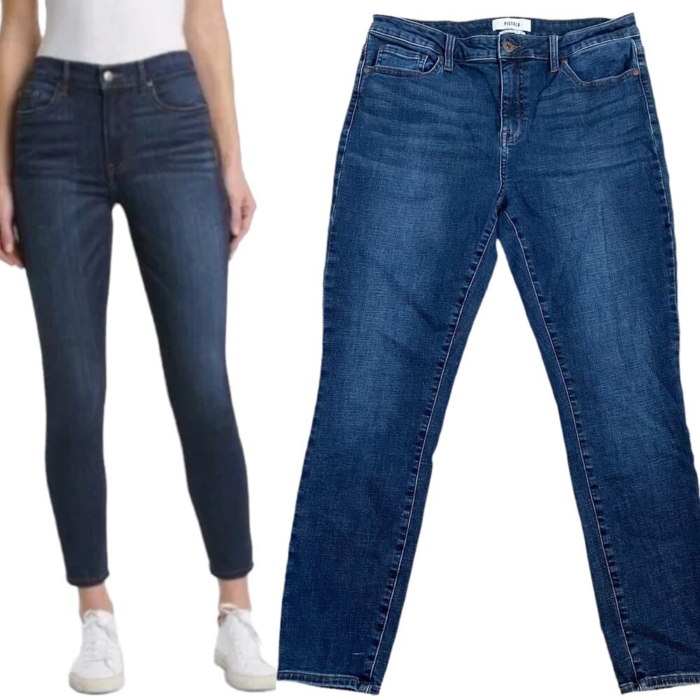 Pistola Jeans Skinny High Waisted Stretch Denim Medium Blue High Rise Size 31